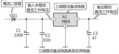 三端穩(wěn)壓器7805接線圖