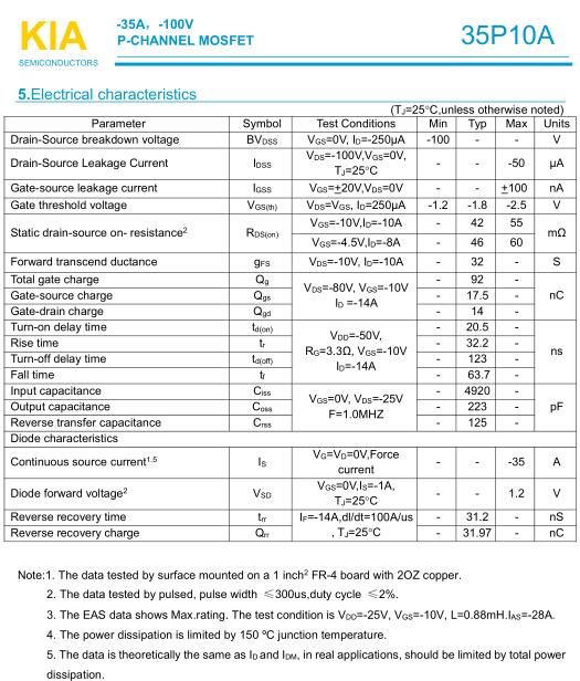35P10,-35A/-100V,MOS管