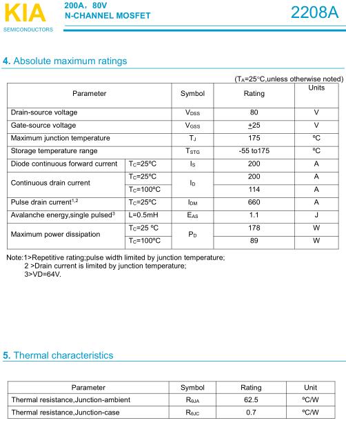 KNC2208A,KNC2208A參數(shù),KNC2208A規(guī)格書,200A/80V