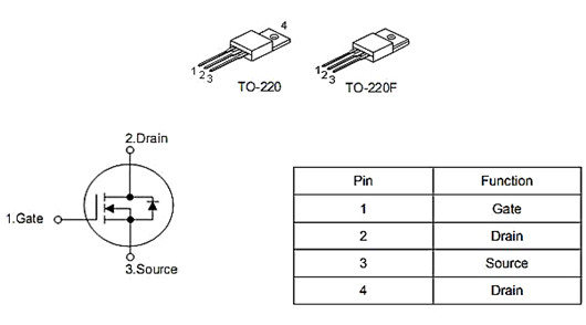 12N60參數(shù)代換 12N60場效應(yīng)管 12N60引腳圖TO-220-KIA MOS管