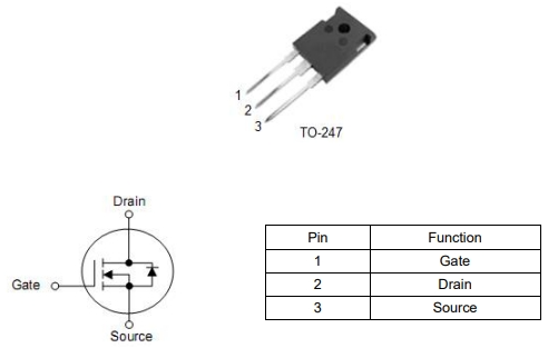 900V 12A場效應管6390A 引腳圖TO-247 參數(shù)手冊-KIA MOS管