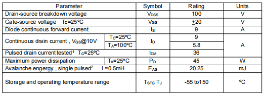 9A 100V場效應(yīng)管,KNX4810A參數(shù)