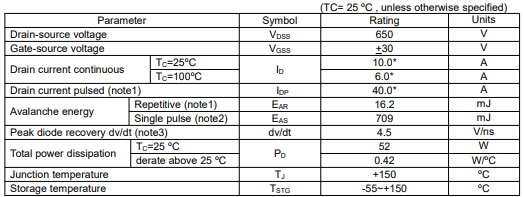 10n65場(chǎng)效應(yīng)管參數(shù),KIA10N65H